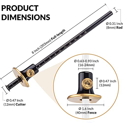 Clarke Brothers Wheel Marking Gauge - Woodworking Marking Scriber Kit With 2 Replacement Cutters - Wood Marking Tools With Graduated Inch & MM Scale - Solid Metal Bar Wood Scribe Tool For Carpenter