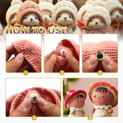 TOAOB 60pcs 12mm Gold Safety Eyes for Crocheting Craft Stuffed Animals Eye - color: Gold