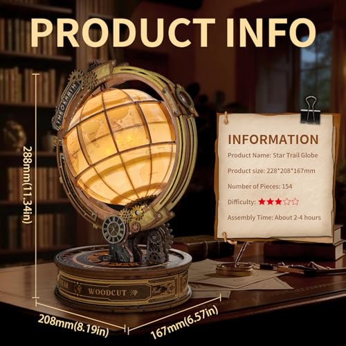 3D Puzzles for Adults LED Night Light DIY Mechanical Model Kit - color: Star Trail Globe