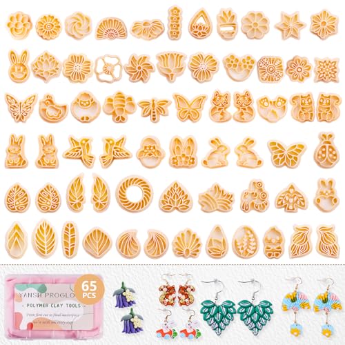 YANSH PROGLOBAL 65 Pcs Flower, Leaf & Animal Polymer Clay Cutters Set