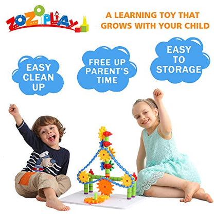 ZOZOPLAY 170-Piece STEM Gear Building Set for Kids, Create Moving Machines