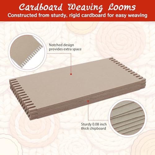 PEDOBALI 50 Pcs Cardboard Wide Notch Weaving Boards Gray Weaving Looms Cardboard for Beginners Sewing Knitting Arts Crafts Jewelry Crochet Basket (6-1/2 x 13.4 Inch)