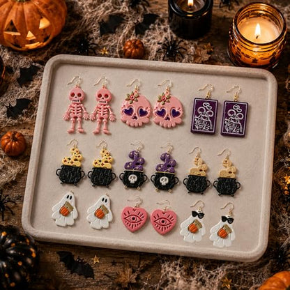 11 Pcs Spooky Halloween Polymer Clay Cutters Set - Skeleton, Skull & Tarot Themed Clay Cutters for Polymer Clay Jewelry Making, Fit Halloween Party Gift - color: Geometry-11pcs