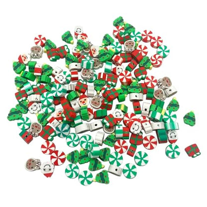 100 Pcs Christams Polymer Clay Beads Mixed Heishi Spacer Beads Supplies for DIY Bracelet Earring Necklace Jewelry Making - color: Christmas-2