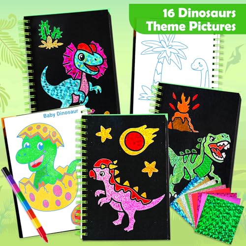 FUNNYB&G Foil Art Craft Kit for Kids, Sparkly Birthday Gift Toy for Kids - style: Dinosaur World