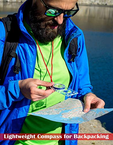 Orienteering Compass - Hiking Backpacking Compass | Advanced Scout Compass Camping and Navigation | Boy Scout Compass Kids - Children Compasses for Map Reading - Baseplate Compass Survival