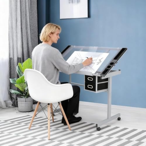 ZENY Glass Drafting Table for Artists