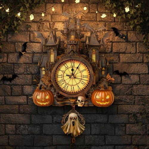 3D Puzzle for Adults Clock, Halloween Hut Clock Design Model Kit - color: Halloween Hut