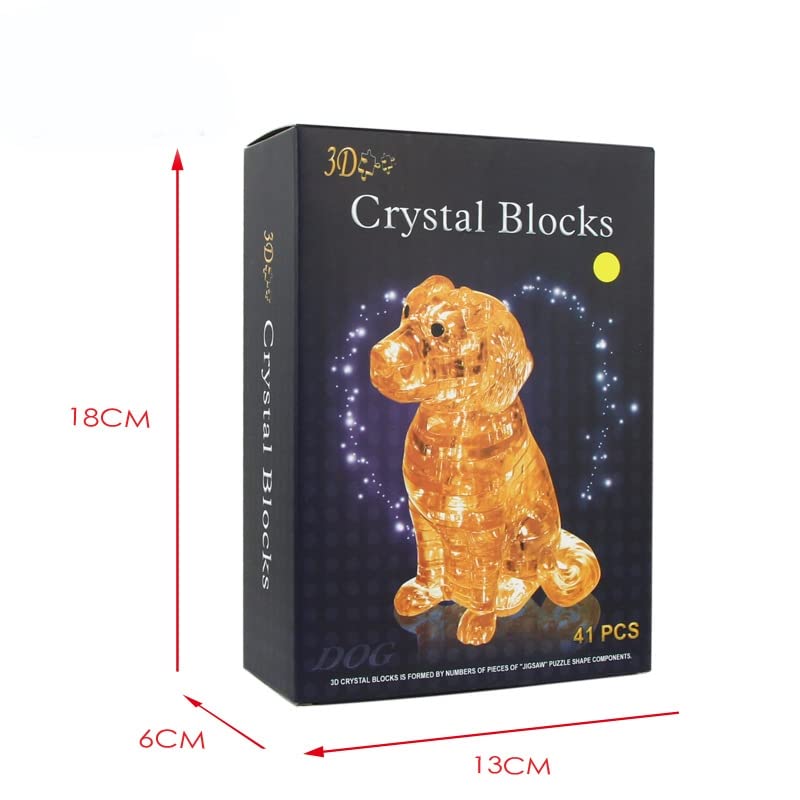 3D Crystal Dog Puzzle, Crystal Puzzle Brainteasers for Puzzlers Ages 16 and Up, 41PCS(Orange) - color: Orange-dog