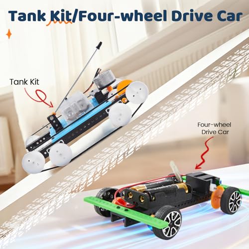 6-in-1 STEM Home Lab Science Kit for Kids Age 8-12, Boys & Girls 9 10 11 13 14 Year Old Educational Adventure Set: Tank & Car Building, Saltwater Generator | Perfect Birthday & Learning Gift for Kids