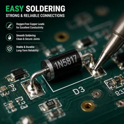130PCS 1N5817 Schottky Diodes, 1A 20V Low Voltage Diodes - size: 1N5817
