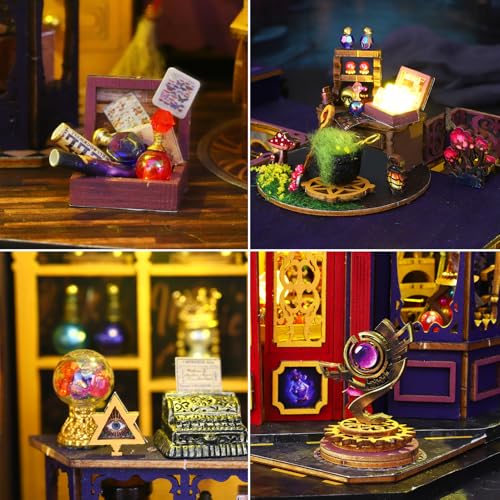 Plustopoy Book Nook Kit, DIY Miniature Dollhouse Booknook Kit - style: Magic Station