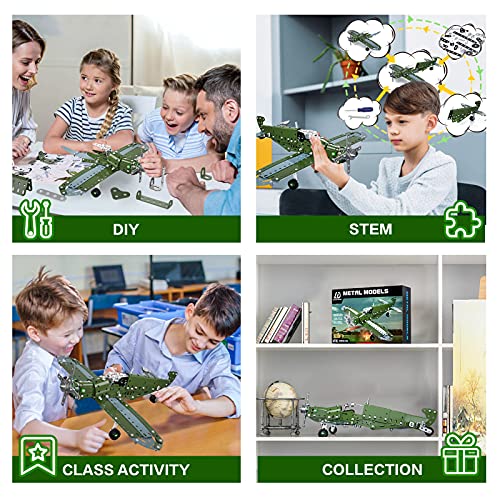 Lucky Doug Building Toys Model Airplane Set - DIY Building Stem Projects Toys for Kids Boys Ages 8-12, Assembly Science Toys for Model Fans - style: 9902