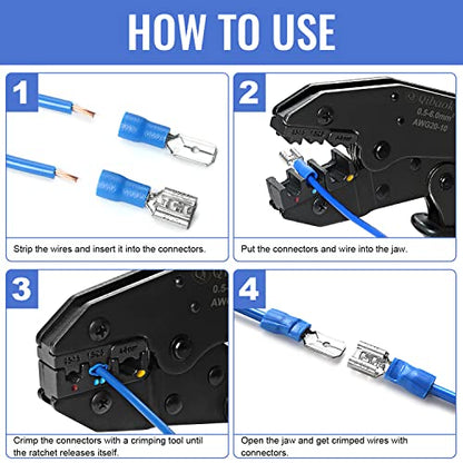 Qibaok 840PCS Electrical Wire Connectors, Insulated Wire Crimp Terminals, Mixed Butt Ring Fork Spade Bullet Quick Disconnect Assortment Kit