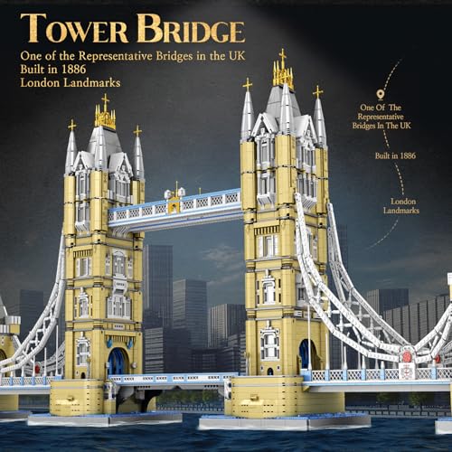 Reobrix Tower Bridge Building Set 55018, 9782 PCS London Landmark Architecture Model Kit for Adults, Challenging Collectible Building Blocks for Home Office Decor, Gifts for Teens 14+