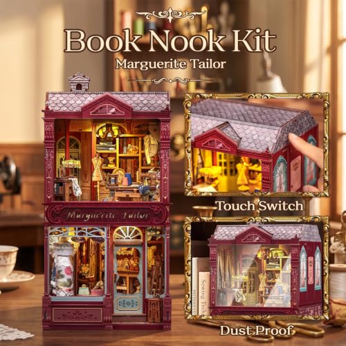 CUTEBEE Book Nook Kit 3D Wooden Puzzle DIY Miniature House for Adults