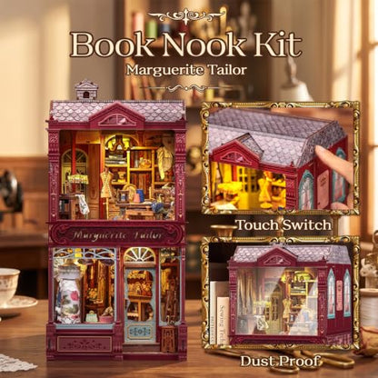 CUTEBEE Book Nook Kit 3D Wooden Puzzle DIY Miniature House for Adults