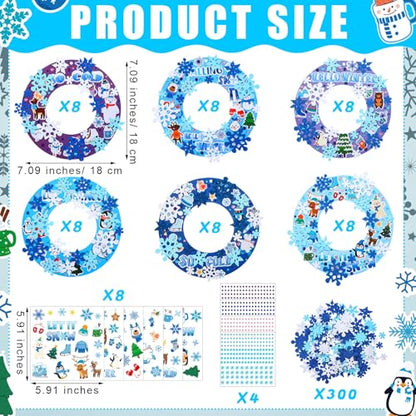 Hollowfly 48 Sets Winter Snowflake Wreath Craft Kits - style: Winter