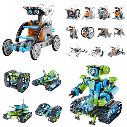 Sillbird 12-in-1 Solar Robot Toys & Robot Building Kit with Remote Control for Boys, Christmas STEM Robotics Technic Toy, Birthday Creative Gifts for Kids Ages 8-14