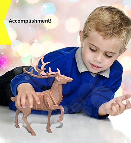 Puzzled Deer 3D Woodcraft Jigsaw Construction Puzzle Kit Model - 38 Pieces