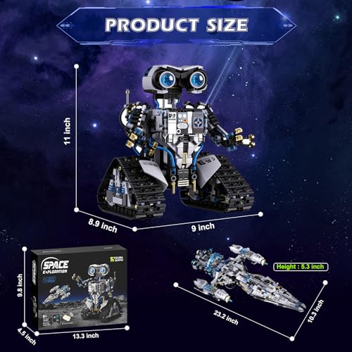STEM Space Building Toys for Kids Ages 8-12 with Remote & APP Control, Technic Coding Spaceship & Robotic Toys for 8-14 Year Old Boys Girls, Buildable 2 in1 Models with 1468 PCS