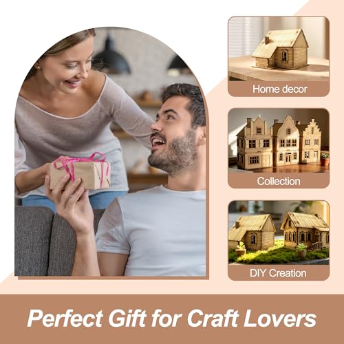 1/72 Scale European House Model Kit – Wooden 3D Puzzle for Adult Hobbyists, Paintable Architectural Display Craft. (Classic) - style: Classic
