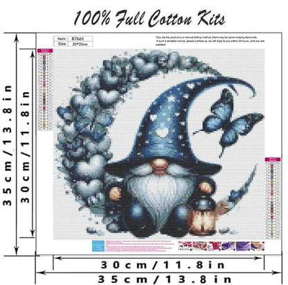 DYAIANGMU Gnome Stamped Cross Stitch Kit for Adults 13.7x13.7 inches - color: red-16