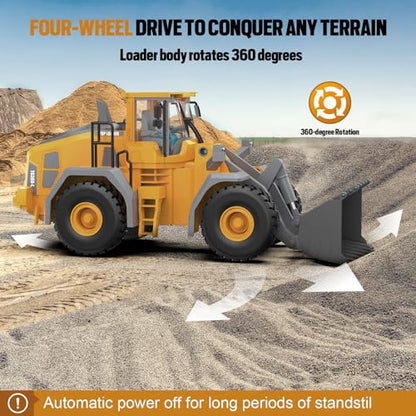 KIDMARKT Metal RC Wheel Loader Toy - Realistic Working Lights and Sounds, 1:20 Scale, 9-Channel Remote Control Construction Play Tractor Toys for Kids 3+, Perfect 2026 Gift - size: Wheel Loader