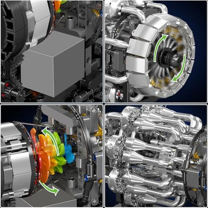 Mould King 10216 Turbojet Engine Building Sets, Mechanical Aviation Aircraft Engine Model Kit That Runs, Build Your Own STEM Model Engine, Gift for Age 14+/Adult Collections Enthusiasts (1214+ PCS) - style: MK-10216
