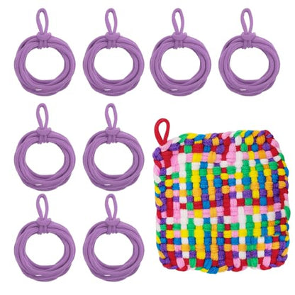 MECCANIXITY 50 Pcs Potholder Loom Refill Loops, Elastic Potholder Weaving Refill Loops Knitting Kit Supplies in Rainbow Colors for Girls Beginners DIY Crafts 7" Weaving Loom, Purple - color: Purple