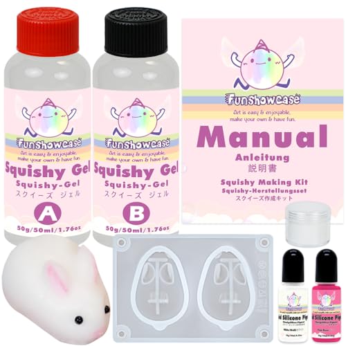 FUNSHOWCASE Taba Squishy Making Kit Gel+Bunny Silicone Mold+Flocking+Pigment - color: Bunny