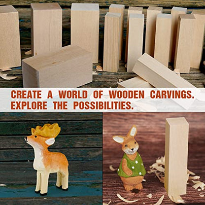 Basswood Carving Blocks, 16PCS Whittling Wood Blocks Kit with 2 Different Sizes, Easy to Use, for Kids and Adults - color: 16 PCS