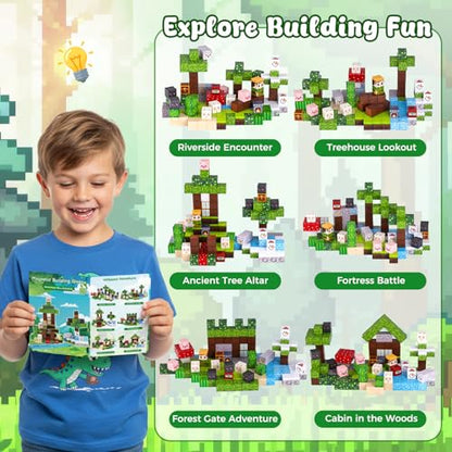 3 otters 150PCS Magnetic Blocks, with a Storage Bag, Forest Explorer - style: Forest Explorer
