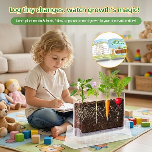 TitaniX Root Viewer Kit for Kids with 4 Seed Varieties, STEM Science Toy & Craft Growing Kits for Boys & Girls, Grow Your Own Plant for Ages 4-8 Birthday Gifts for Boy,4, 5, 6, 7, 8, Year Old