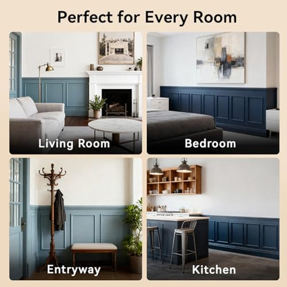 Upick Peel and Stick Wainscoting Pre-Cut Wall Molding Kit, 16"x24", 3-Frame - size: 16"W x 24"H
