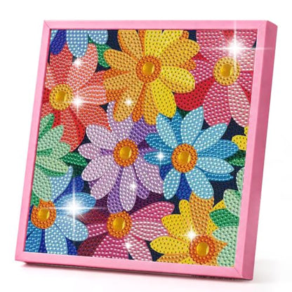 Yeadiffy Special Shaped Crystal Drills 5D Diamond Art Painting Kit with Ultra-Thin Wooden Frame - 7.6x7.6 Inch Sparkling Gem Art by Number for Beginners (1, Colorful Flowers, 7.6 * 7.6) - color: Colorful Flowers