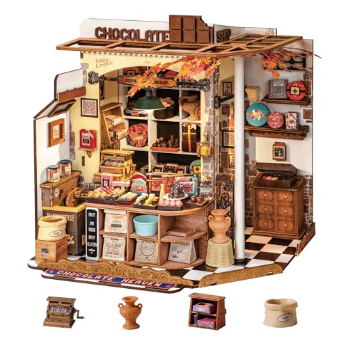 Rolife Henry's Chocolate Shop DIY Miniature Dollhouse Kit Gift for Adults