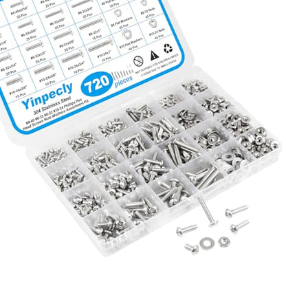 720Pcs #4-40#6-32#8-32#10-24 Machine Screw Assortment Kit - size: #4-40 #6-32 #8-32 #10-24