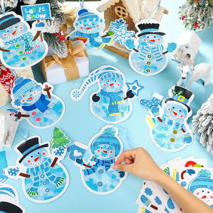 DoubleFill 48 Pcs Winter Snowman Suncatchers DIY Kit, Window Ornaments - style: Winter Snowman