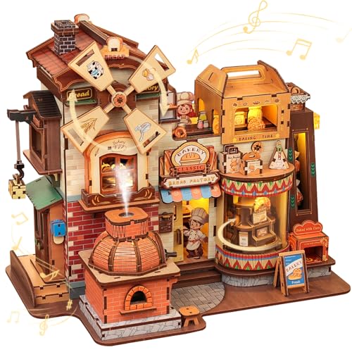 Fsolis 3D Wooden Puzzles for Adults - Mechanical Bread Factory Building Kit - color: Bread Factory