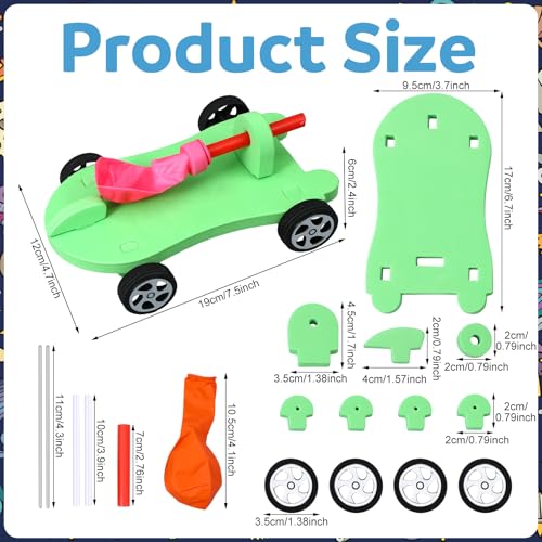 Shappy 36 Sets Car Balloon Powered Racers Balloon Launcher & Powered Car Set Fun Party Gifts Fun Educational Assembly Kit Birthday Party Prizes Presents Easy Science Experiment (Green and Orange) - color: Green and Orange