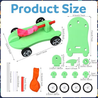 Shappy 36 Sets Car Balloon Powered Racers Balloon Launcher & Powered Car Set Fun Party Gifts Fun Educational Assembly Kit Birthday Party Prizes Presents Easy Science Experiment (Green and Orange) - color: Green and Orange