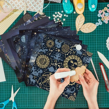 Scrapbook Paper, 24 Sheets 6"×6” 160gsm Single-Sided Patterned Cardstock - color: 24 sheets-celestial whispers