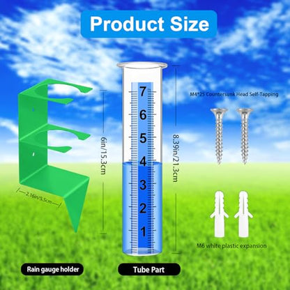 Rain Gauge Outdoor, 7" Capacity Large Rain Gauge Outdoors (Green) - color: Green