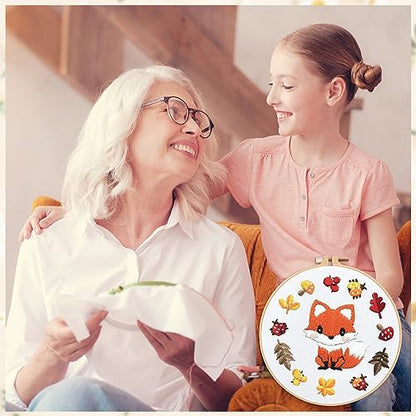 Louise Maelys Fox Embroidery Kit for Beginner, Animal Cross Stitch Kit - color: Fox