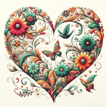 Flower Heart Diamond Painting Kits for Adults, Butterfly Diamond Art - color: KM1264-1