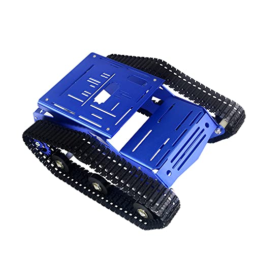 Smart Robot Car Chassis Kit Aluminum Alloy Big Tank Chassis with 2WD Motors for Jetson Nano/Raspberry Pi/Arduino DIY STEM Education Projects and ROS Research (Blue, with DC Motor) - color: Blue