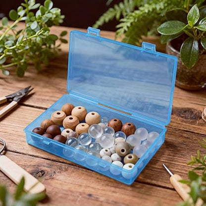 LJY 24 Plastic Boxes, 4 Sizes for Buttons - color: Blue