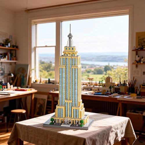 New York Empire State Building Blocks Set, Commemorative Architectural Model Building Kit, World Famous Landmark Model Set, Modular House Architectural for Gift Home Decoration
