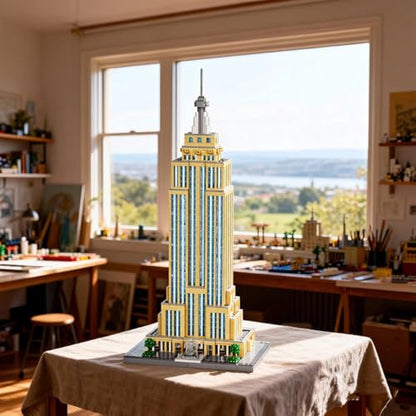 New York Empire State Building Blocks Set, Commemorative Architectural Model Building Kit, World Famous Landmark Model Set, Modular House Architectural for Gift Home Decoration